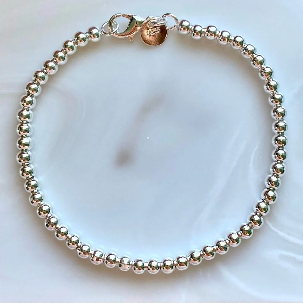 Silver 4mm Beaded Bracelet - Classic Silver Elegance